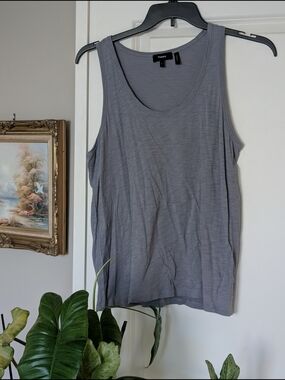 Theory Gray Slub Cotton Tank Top